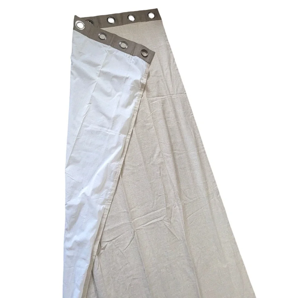 Unbranded‎ Curtain Panel PAIR Beige Linen Blend Grommet Top Quiet Luxury